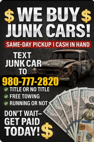 WE BUY JUNK CARS TOW JUNK