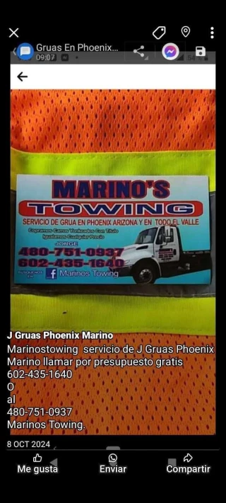 Gruas en Phoenix az Marinos towing