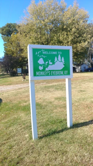 Monkeys Eyebrow, KY Welcome Sign